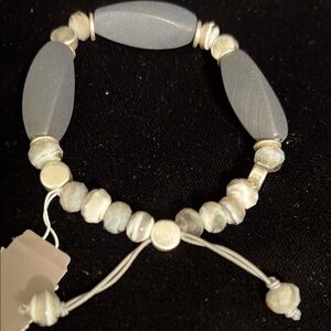 J. Jill beautiful Grey, Silver and Cream mixed media bracelet.
